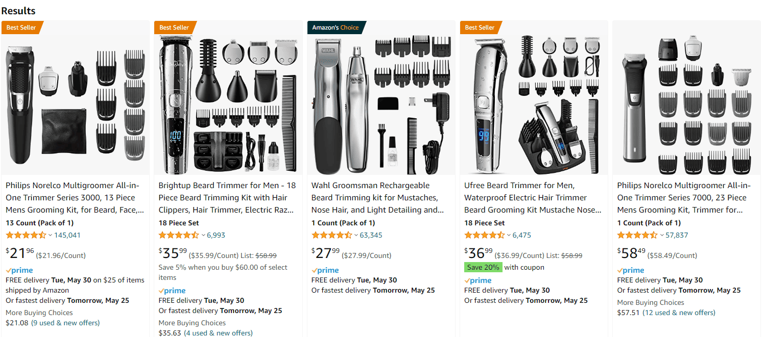 beard trimmer search amazon